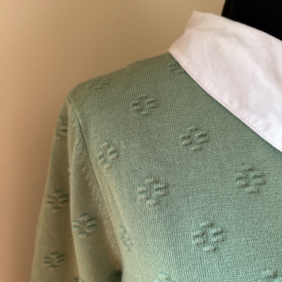 *CABLE & GAUGE* Green x White Collar Long Sleeve Shirt Size Large - Picture 3 of 6